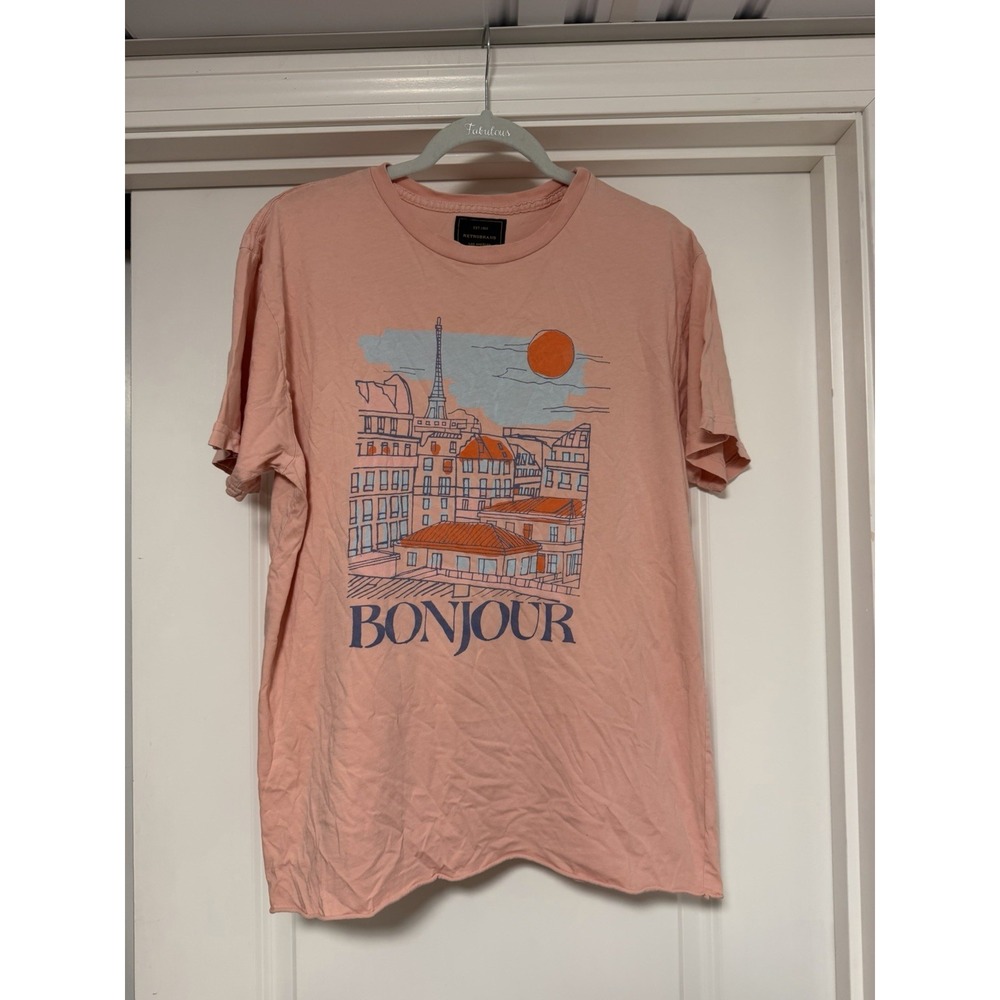 Anthropologie Original Retro Brand Bonjour Graphic Tee, Womens Size Large